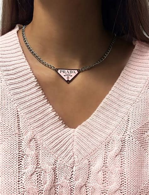 pink prada triangle necklace|gold Prada necklace dupe.